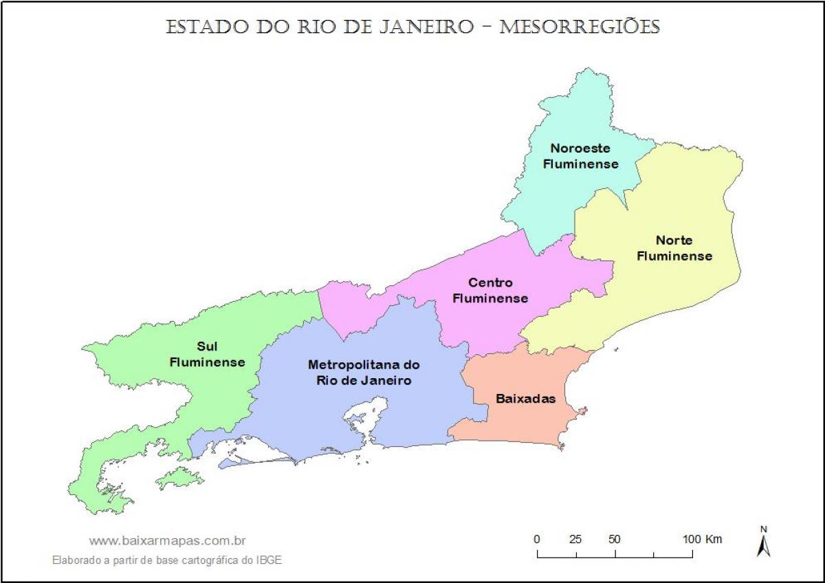 Kort af mesoregions Rio de Janeiro