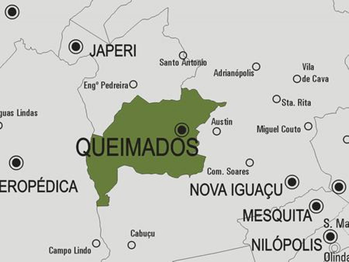 Kort af Queimados sveitarfélag