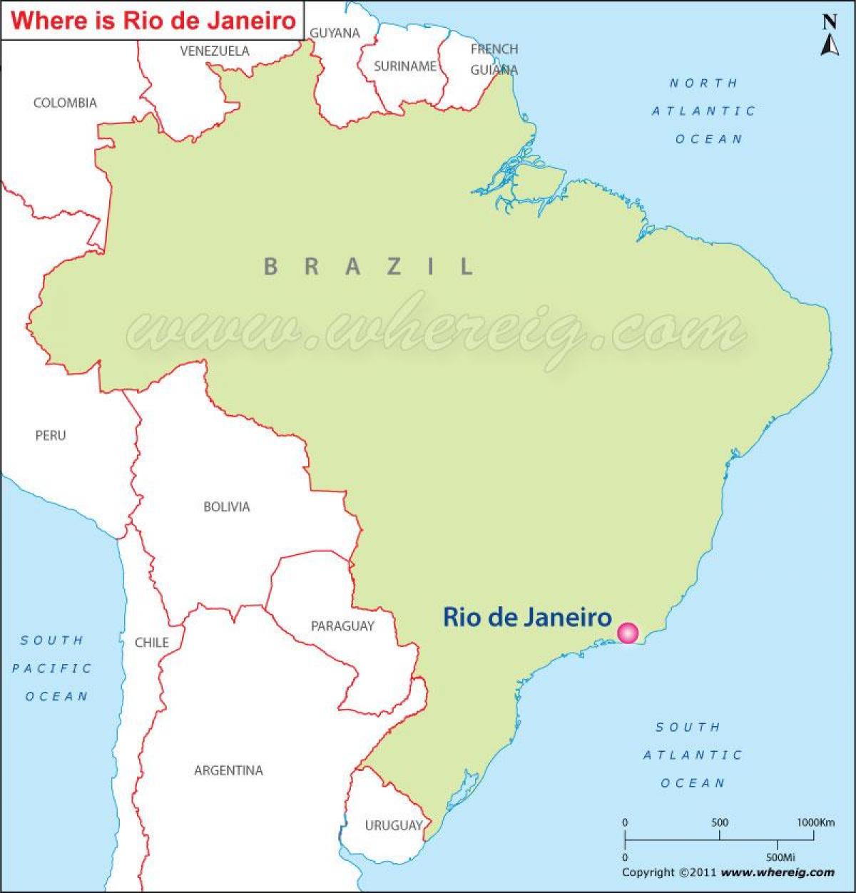 Kort af Rio de Janeiro á Brasilíu