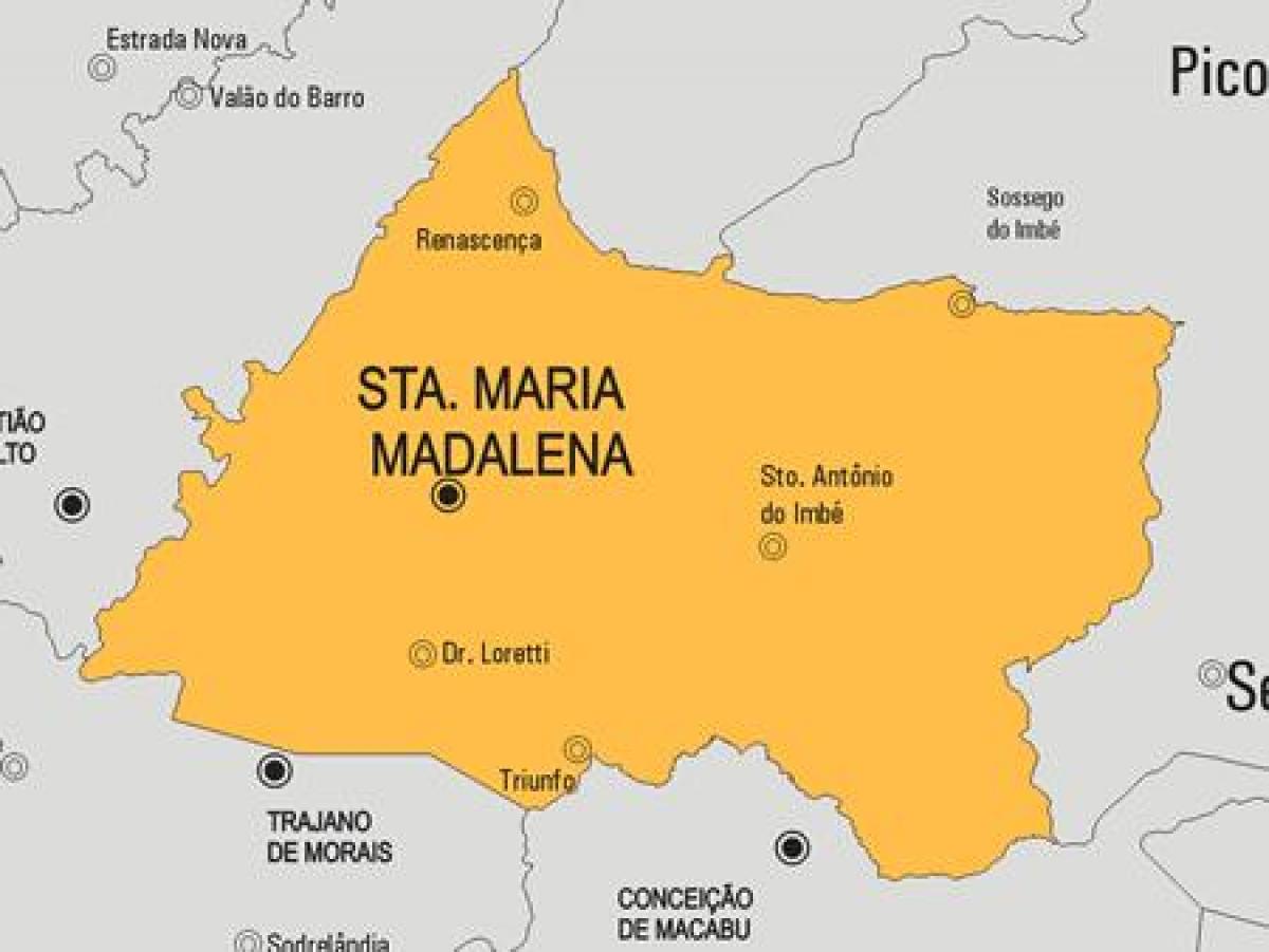 Kort af Santa Maria Madalena sveitarfélag