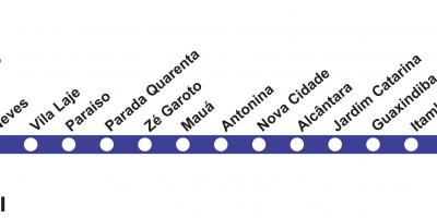 Kort af Rio de Janeiro metro - Línu 3 (blár)