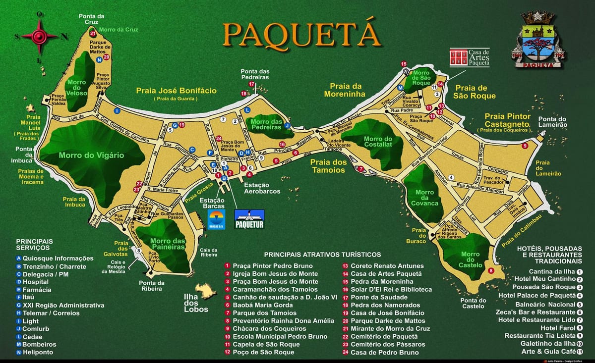 Kort af Île de Paquetá