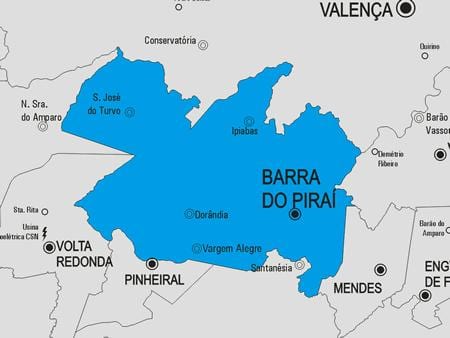 Kort af Barra gera Piraí sveitarfélag