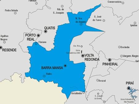 Kort af Barra Mansa sveitarfélag