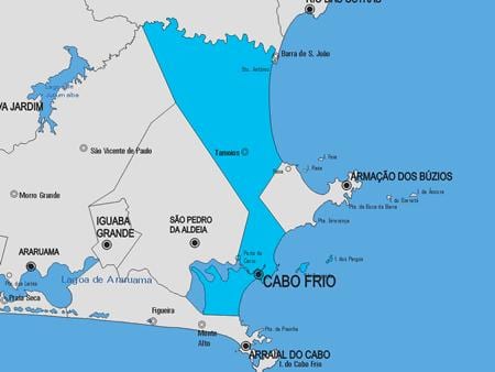 Kort af Cabo Frio sveitarfélag