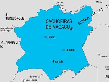 Kort af Cachoeiras de Macacu sveitarfélag