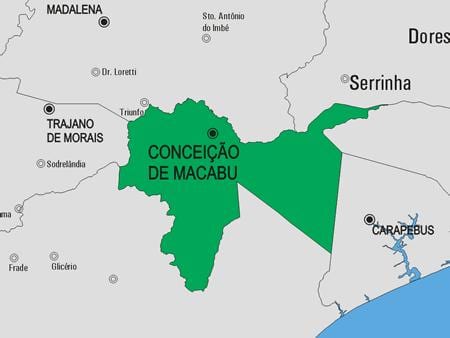 Kort af Conception de Macabu sveitarfélag