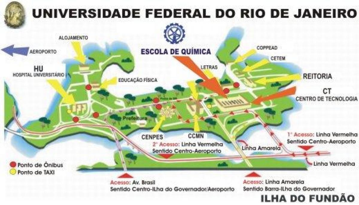 Kort af Sambands háskólann í Rio de Janeiro