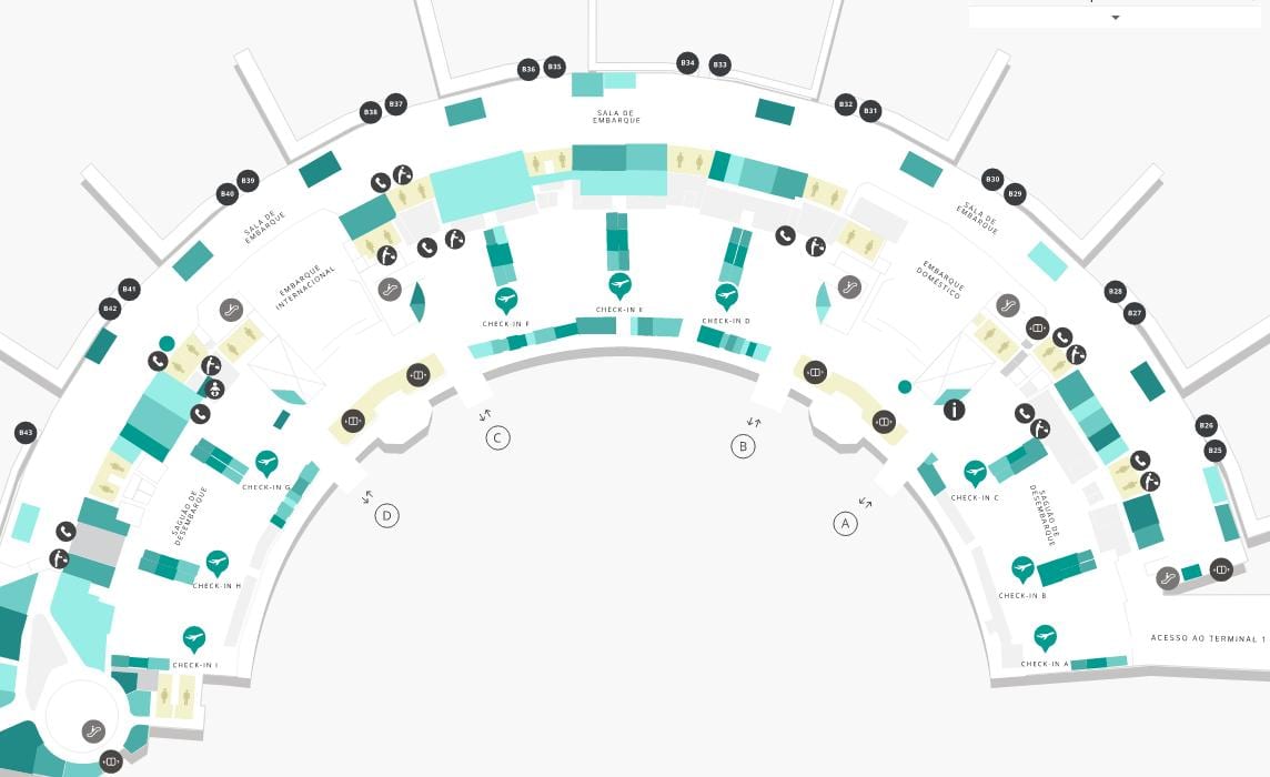 Kort af flugvöllur Galeão Terminal 2 Stig 3