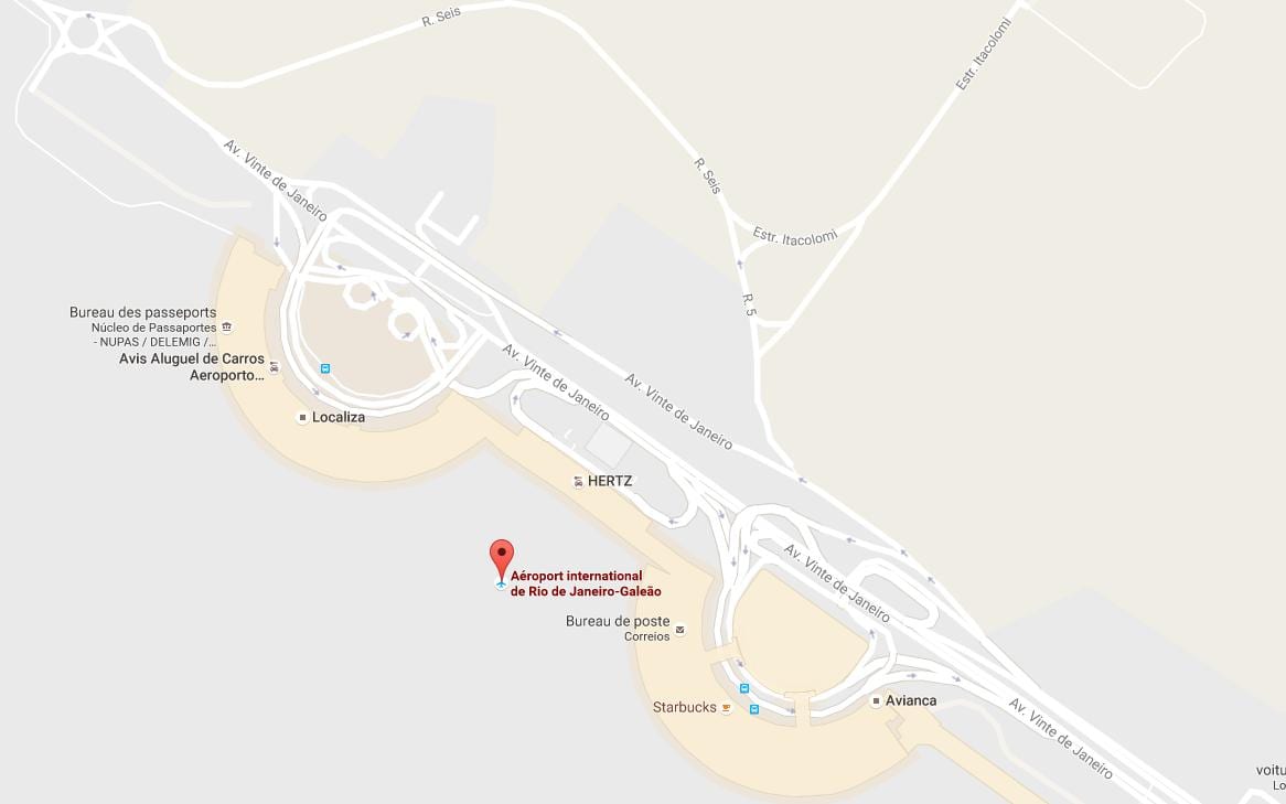 Kort af Galeão flugvöllur