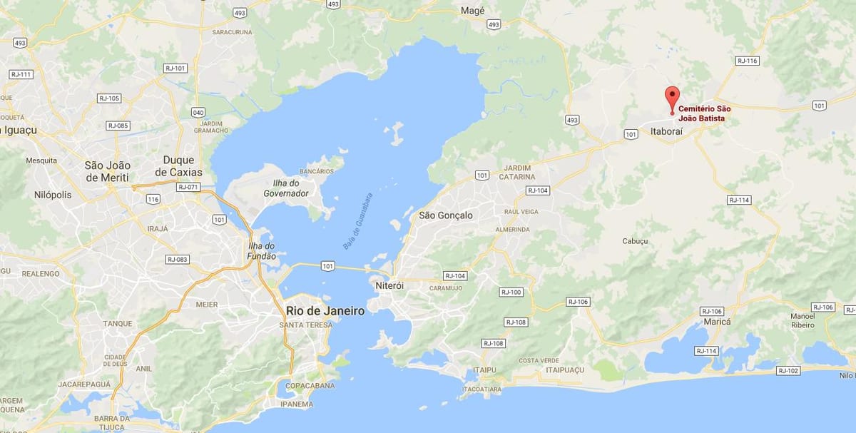 Kort af kirkjugarðinum Sao Joao Batista