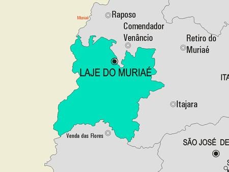 Kort af Laje gera Muriaé sveitarfélag