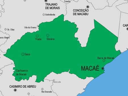 Kort af Macaé sveitarfélag