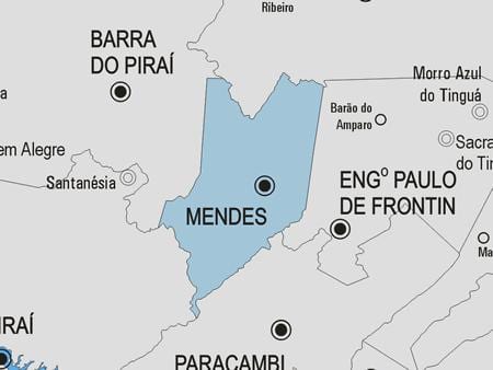 Kort af Mendes sveitarfélag