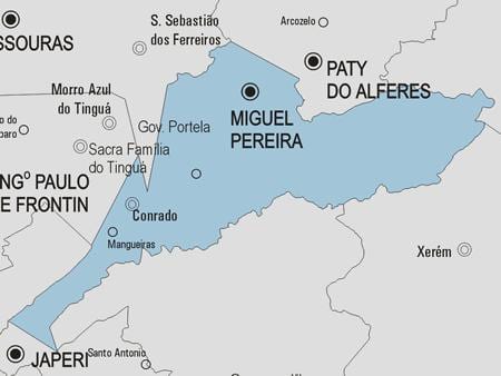 Kort af Miguel Pereira sveitarfélag
