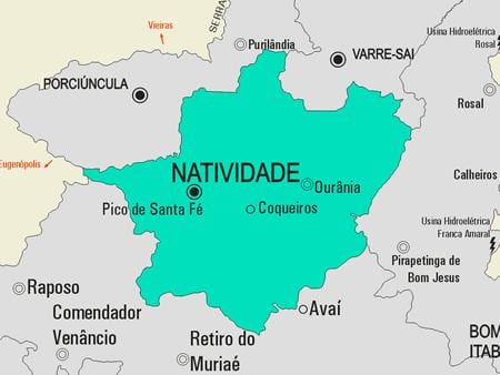 Kort af Natividade sveitarfélag