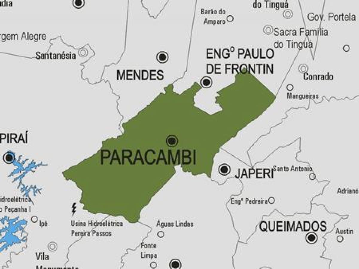 Kort af Paracambi sveitarfélag