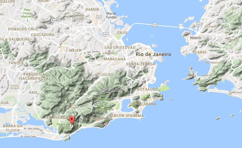 Kort af Pedra da Gávea