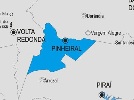 Kort af Pinheiral sveitarfélag