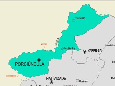Kort af Porciúncula sveitarfélag