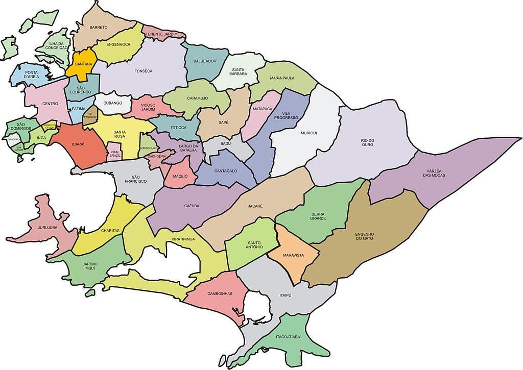 Kort af Quartiers Niterói