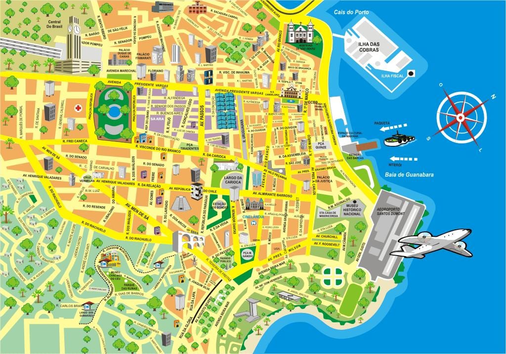 Kort af Rio de Janeiro miðstöð