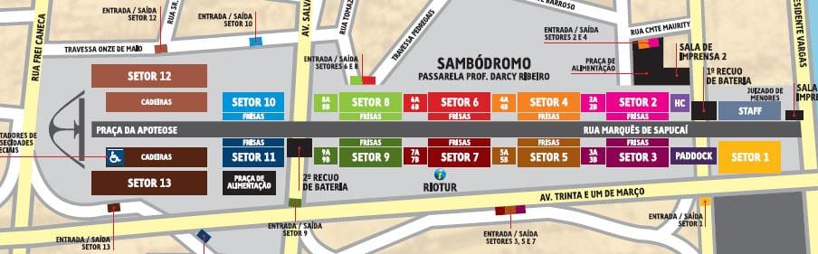 Kort af Sambódromo
