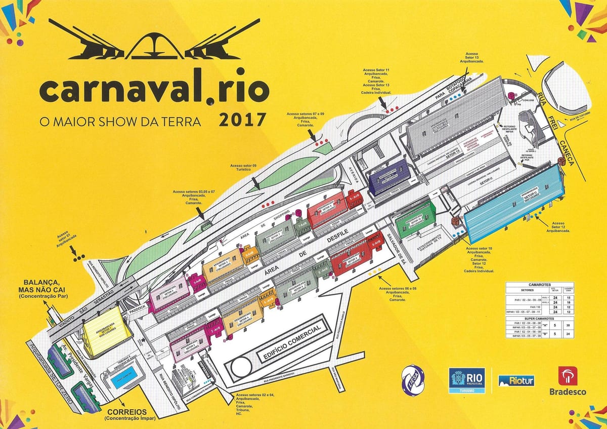 Kort af Sambodrome Marques de Sapucaí