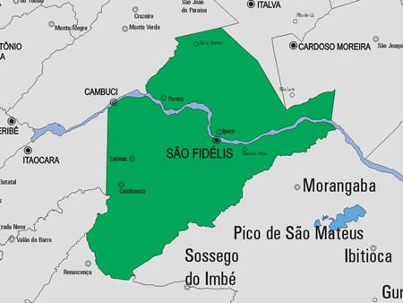 Kort af Sao Francisco de Itabapoana sveitarfélag