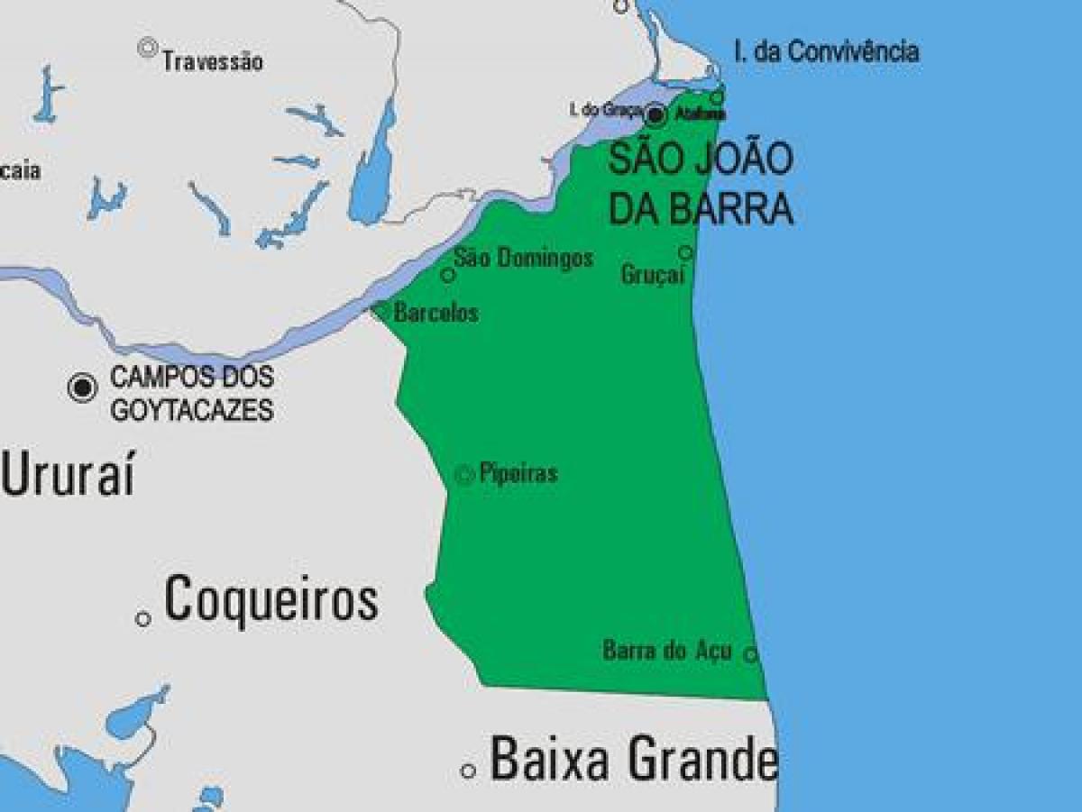 Kort af Sao Joao da Barra sveitarfélag