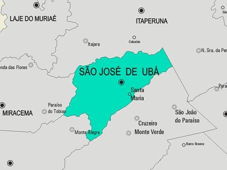 Kort af Sao José de Ubá sveitarfélag