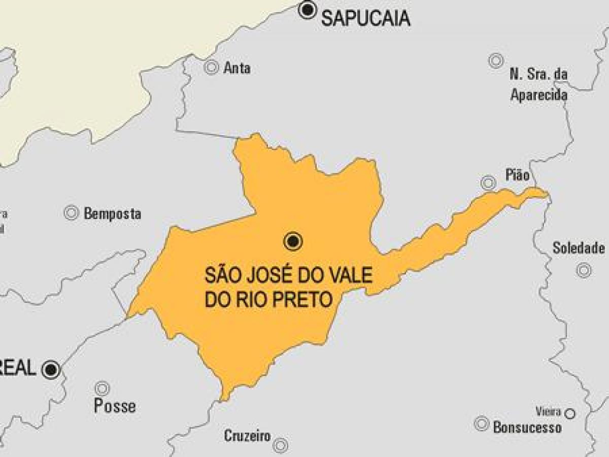 Kort af Sao José gera Vale gera Rio Reis sveitarfélag