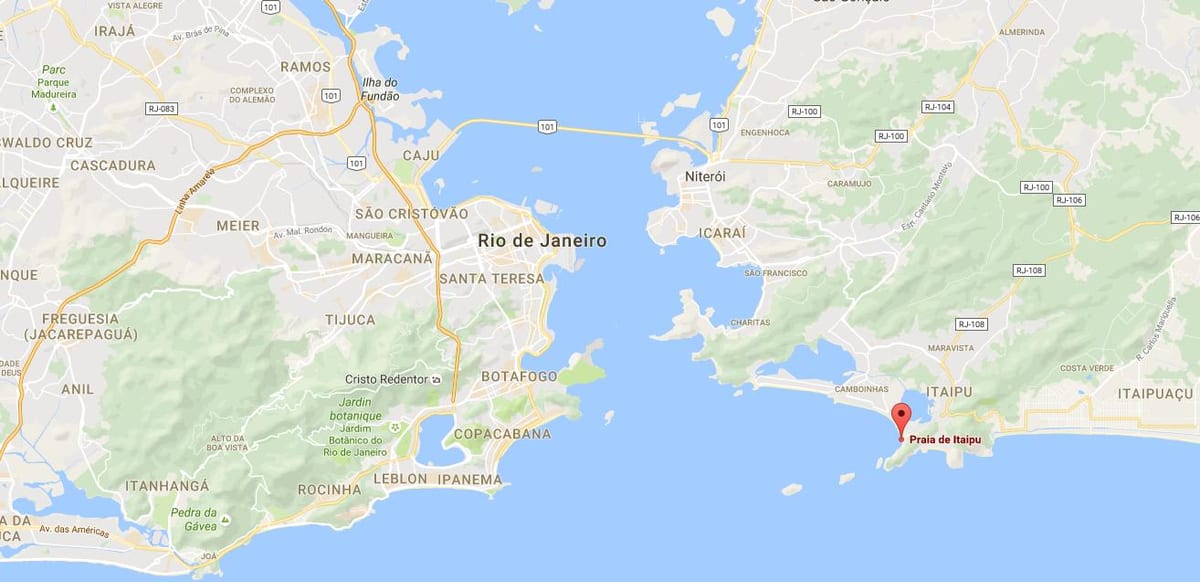 Kort af ströndinni Itaipú