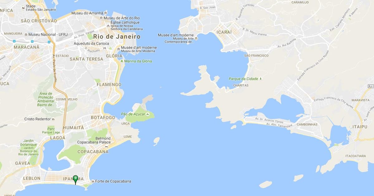 Kort af ströndinni rio de janeiro
