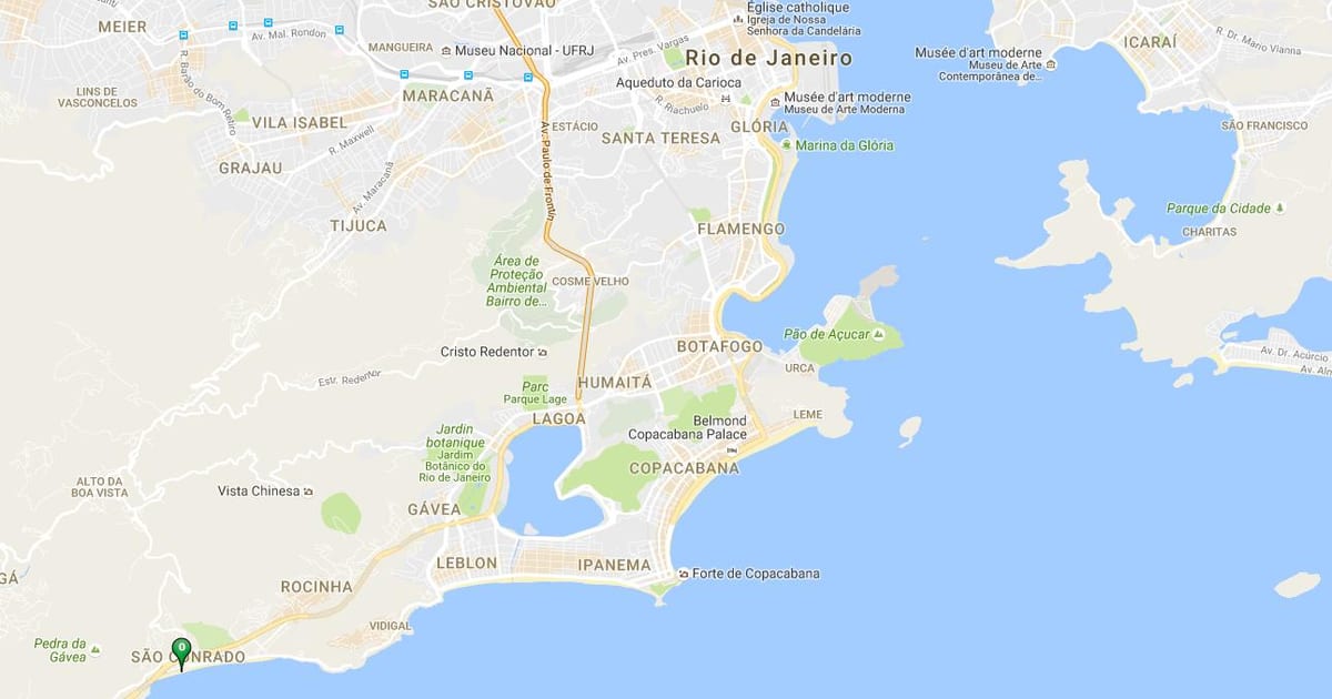 Kort af ströndinni Sao Conrado