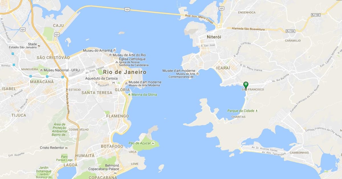 Kort af ströndinni Sao Francisco