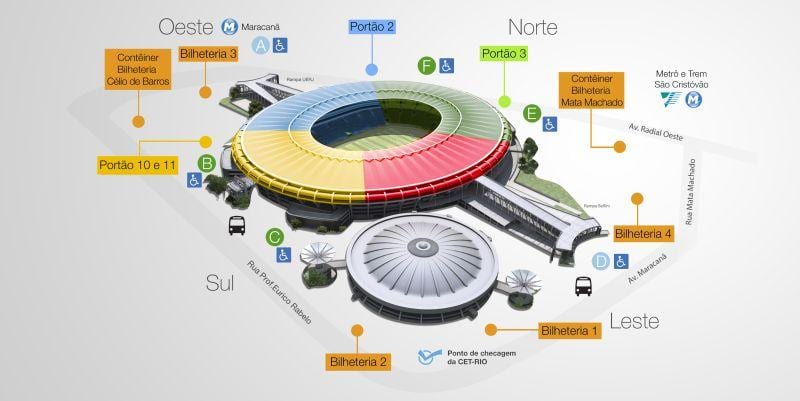 Kort af völlinn Maracana