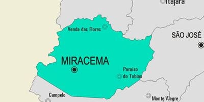 Kort af Miracema sveitarfélag