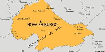 Kort af Nova Friburgo sveitarfélag