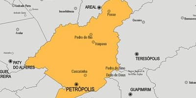 Kort af Petrópolis sveitarfélag