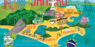 Kort af Rio de Janeiro veggfóður