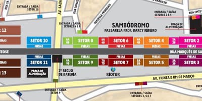Kort af Sambódromo