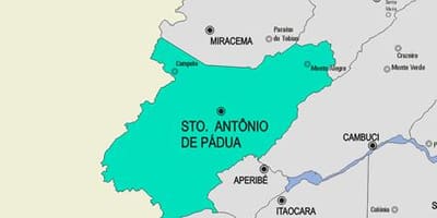 Kort af Santo Antonio de Pádua sveitarfélag