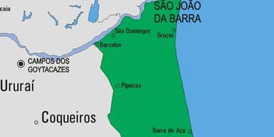 Kort af Sao Joao da Barra sveitarfélag