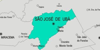 Kort af Sao José de Ubá sveitarfélag