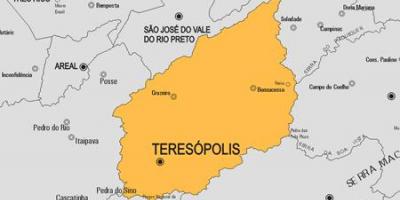 Kort af Teresópolis sveitarfélag