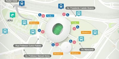 Kort af völlinn Maracanã accès